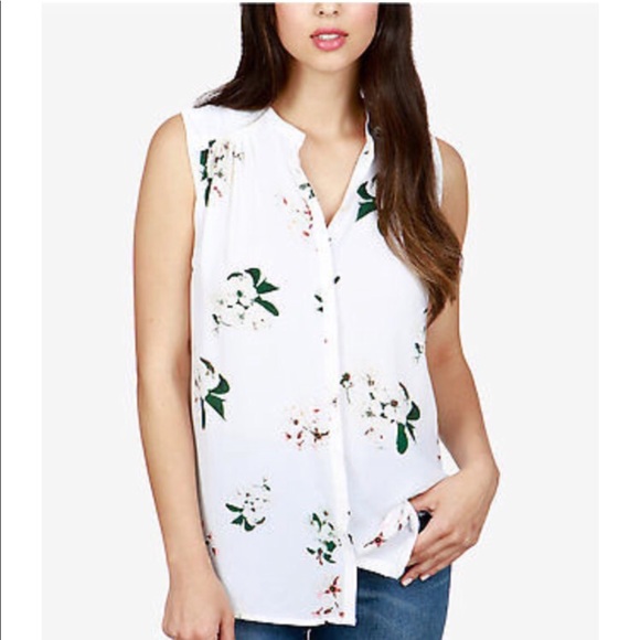 Lucky Brand Tops - Lucky Brand white floral sleeveless blouse size 1x